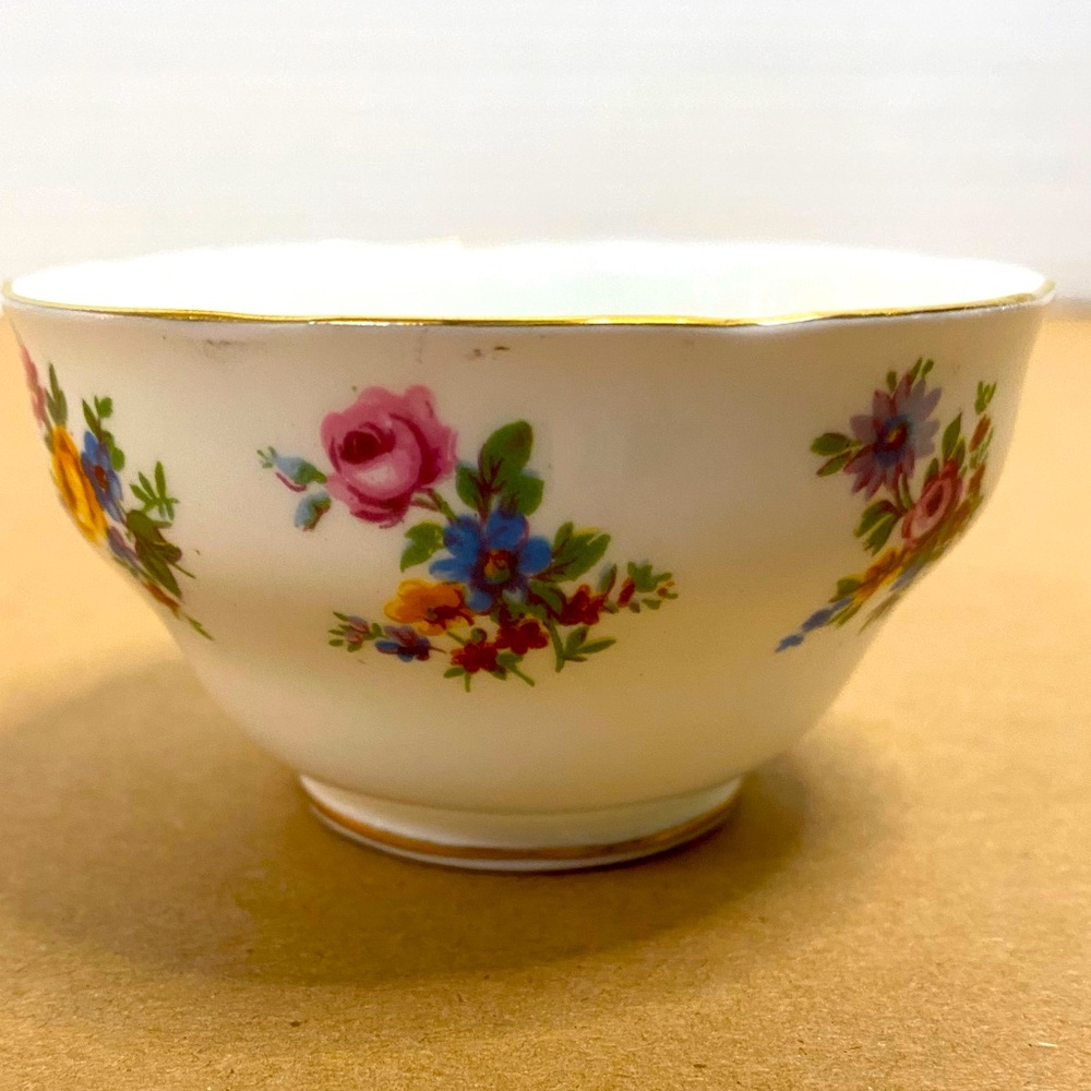 Vtg Adderley Bone China Sugar Bowl without Lid Circled by Floral Band